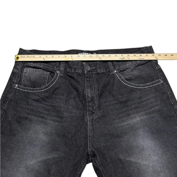 vintage y2k avirex embroidered black faded baggy size 46X34 - Picture 6 of 8